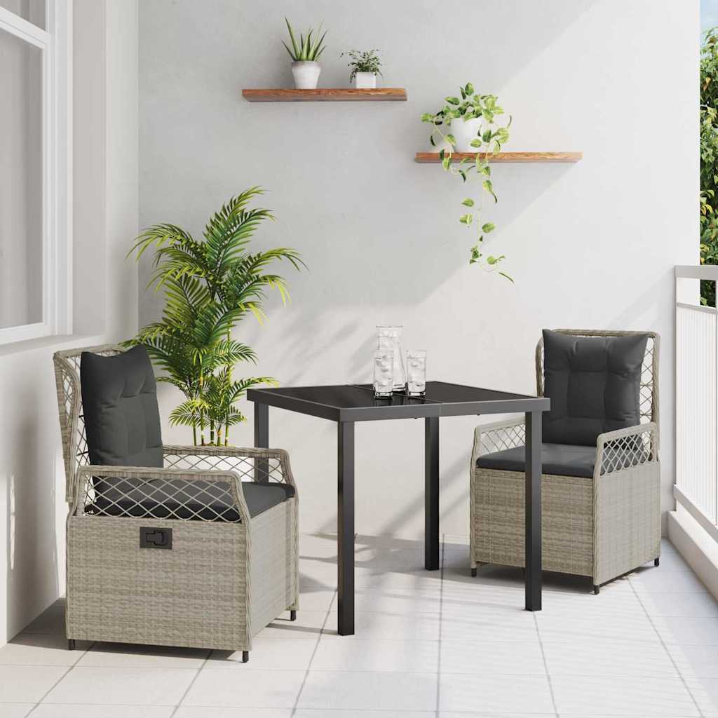 vidaXL Garden Dining Set 3 pcs Black poly rattan