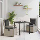 vidaXL Garden Dining Set 3 pcs Black poly rattan