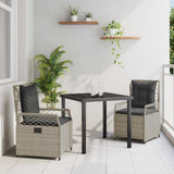vidaXL Garden Dining Set 3 pcs Black poly rattan