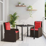 vidaXL Tuin Eettafel Set 3 pcs Bruin Poly rattan