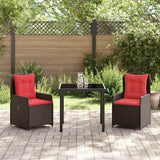 vidaXL Tuin Eettafel Set 3 pcs Bruin Poly rattan