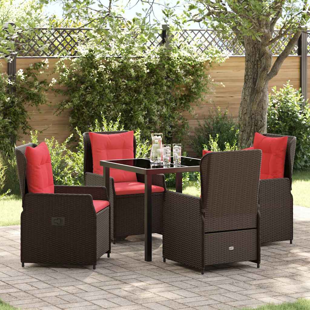 vidaXL Tuin Eettafel Set 3 pcs Bruin Poly rattan