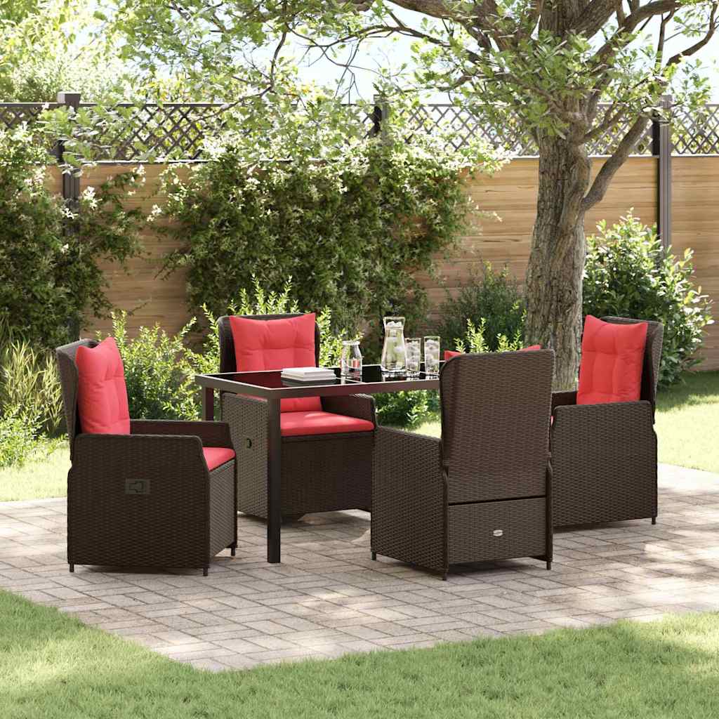 vidaXL Tuin Eettafel Set 3 pcs Bruin Poly rattan