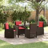 vidaXL Tuin Eettafel Set 3 pcs Bruin Poly rattan