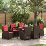 vidaXL Tuin Eettafel Set 3 pcs Bruin Poly rattan