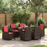 vidaXL Tuin Eettafel Set 3 pcs Bruin Poly rattan