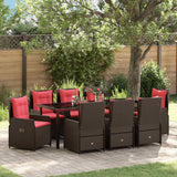 vidaXL Tuin Eettafel Set 3 pcs Bruin Poly rattan