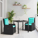 vidaXL Tuin Eettafel Set 3 pcs Bruin Poly rattan
