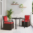 vidaXL Tuin Eettafel Set 3 pcs Bruin poly rattan
