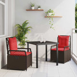 vidaXL Tuin Eettafel Set 3 pcs Bruin poly rattan