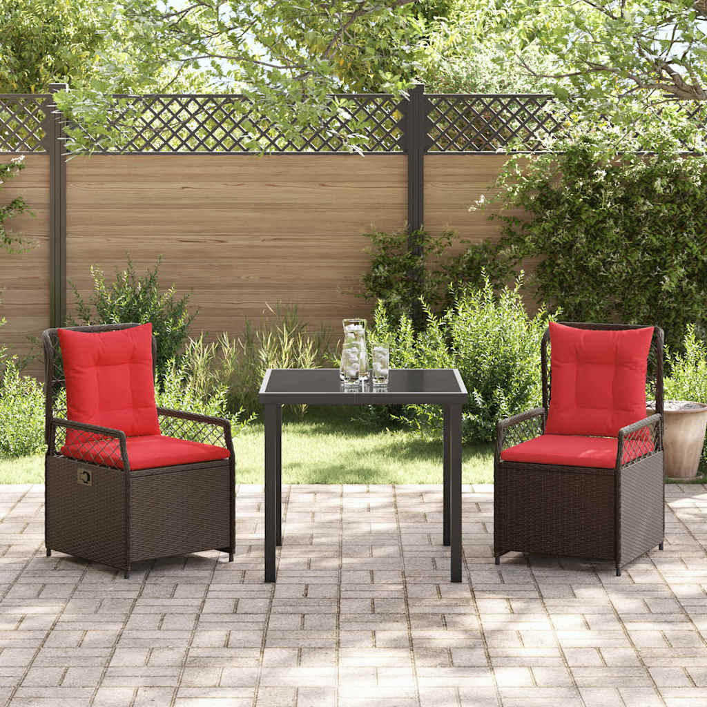 vidaXL Tuin Eettafel Set 3 pcs Bruin poly rattan