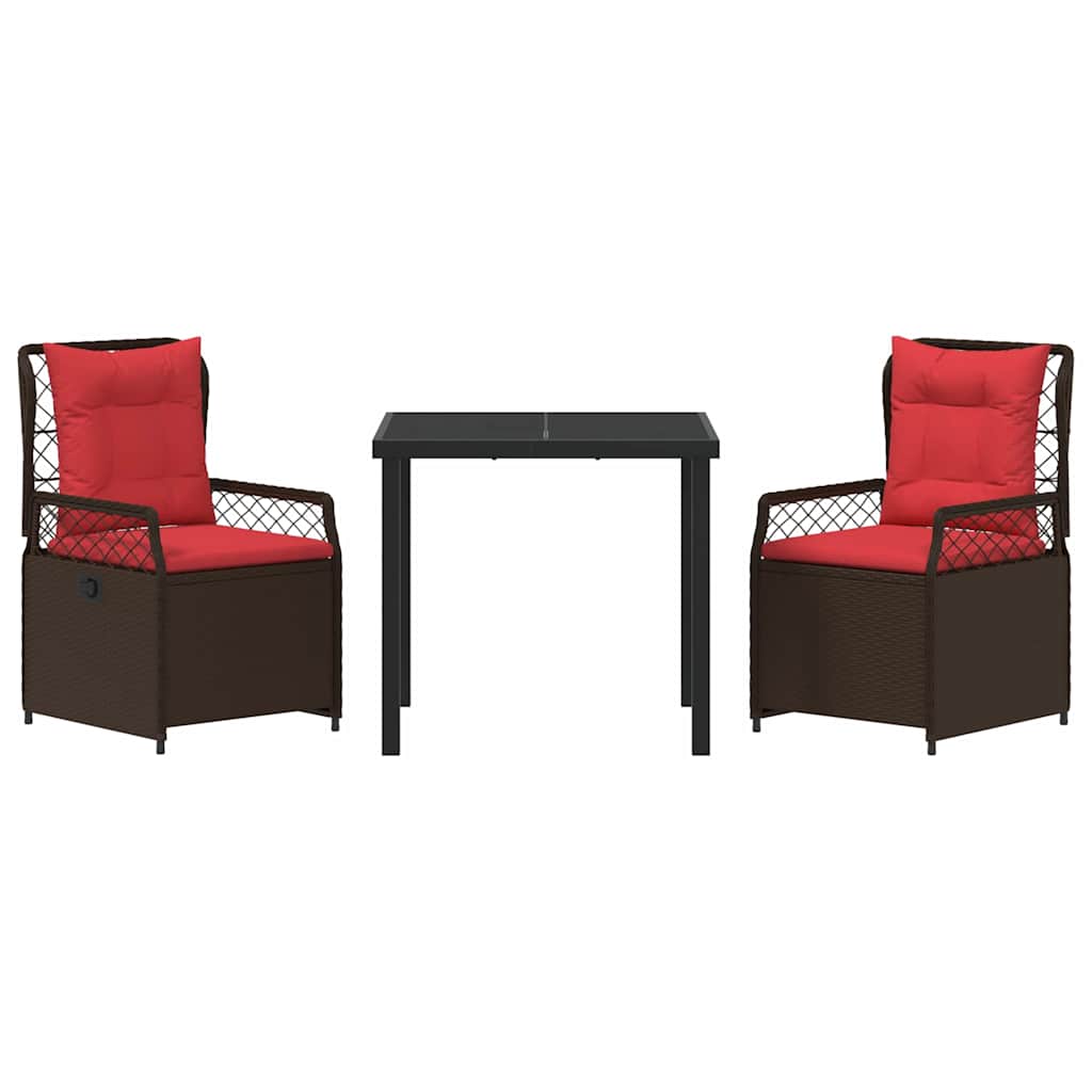 vidaXL Tuin Eettafel Set 3 pcs Bruin poly rattan
