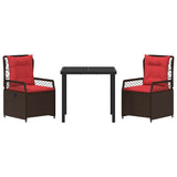 vidaXL Tuin Eettafel Set 3 pcs Bruin poly rattan