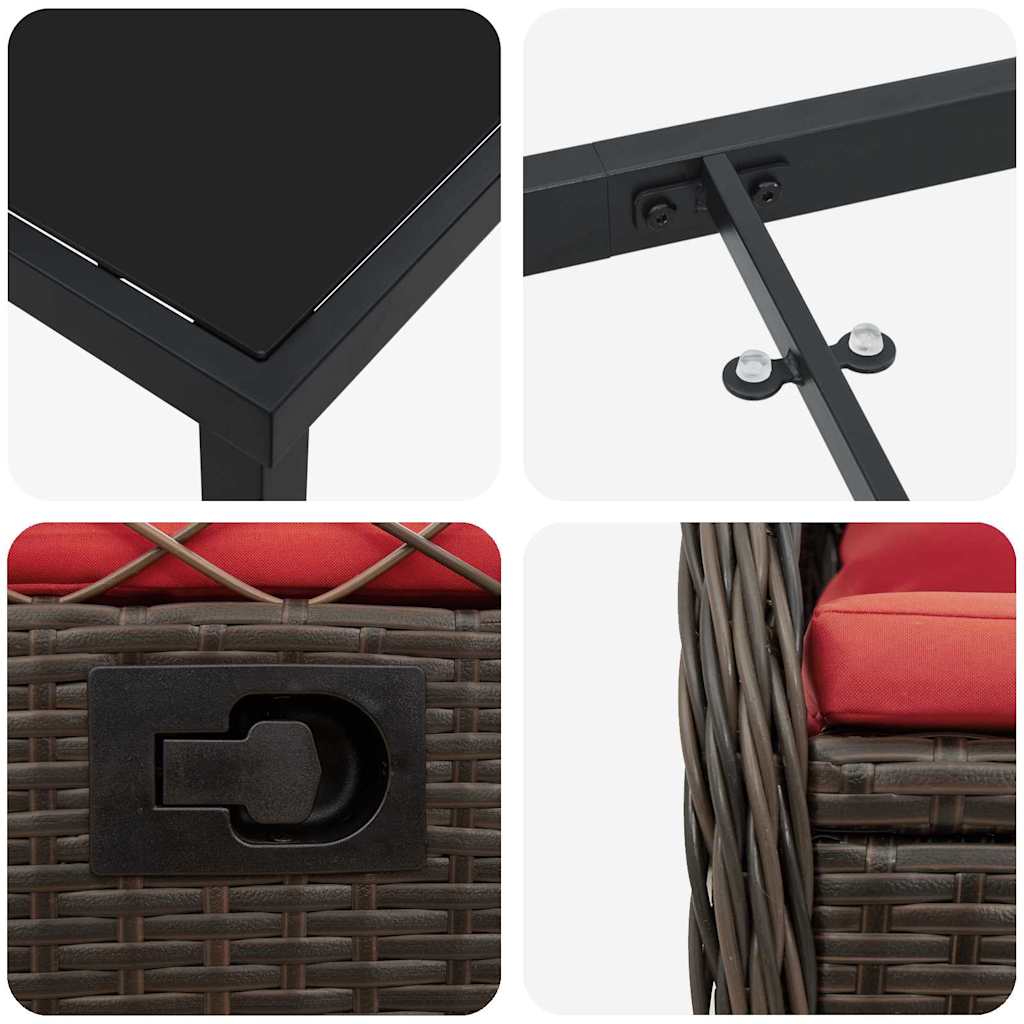 vidaXL Tuin Eettafel Set 3 pcs Bruin poly rattan