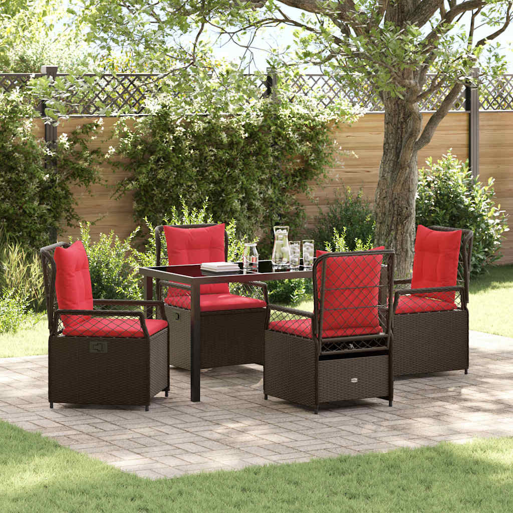 vidaXL Tuin Eettafel Set 3 pcs Bruin poly rattan