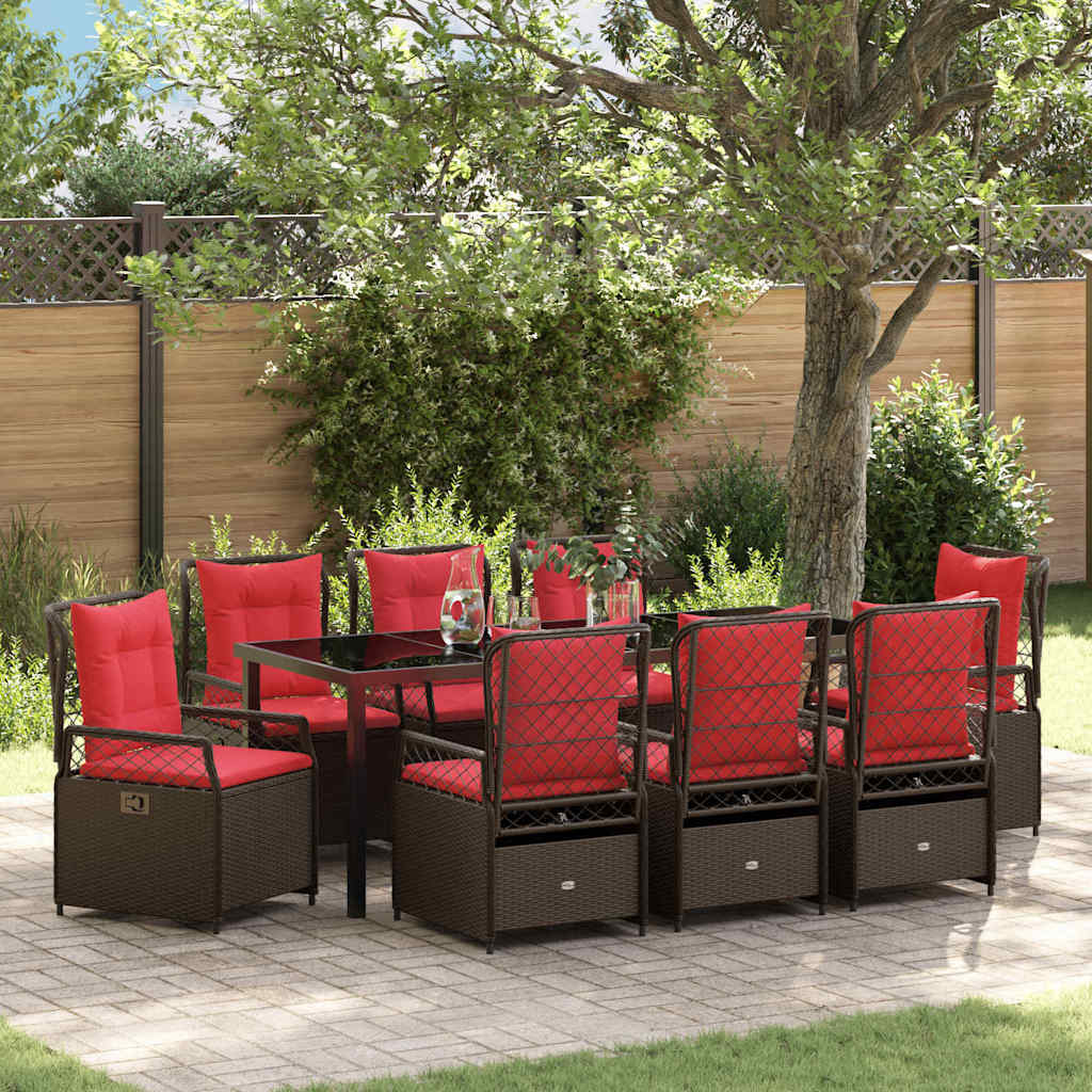 vidaXL Tuin Eettafel Set 3 pcs Bruin poly rattan