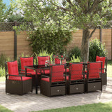 vidaXL Tuin Eettafel Set 3 pcs Bruin poly rattan