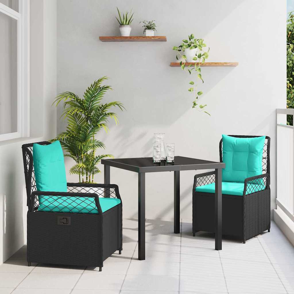 vidaXL Tuin Eettafel Set 3 pcs Bruin poly rattan