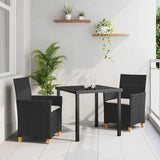 vidaXL Tuin Eettafel Set 3 pcs Zwart poly rattan
