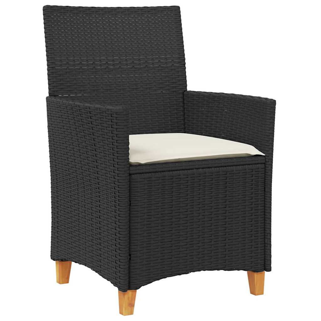 vidaXL Tuin Eettafel Set 3 pcs Zwart poly rattan