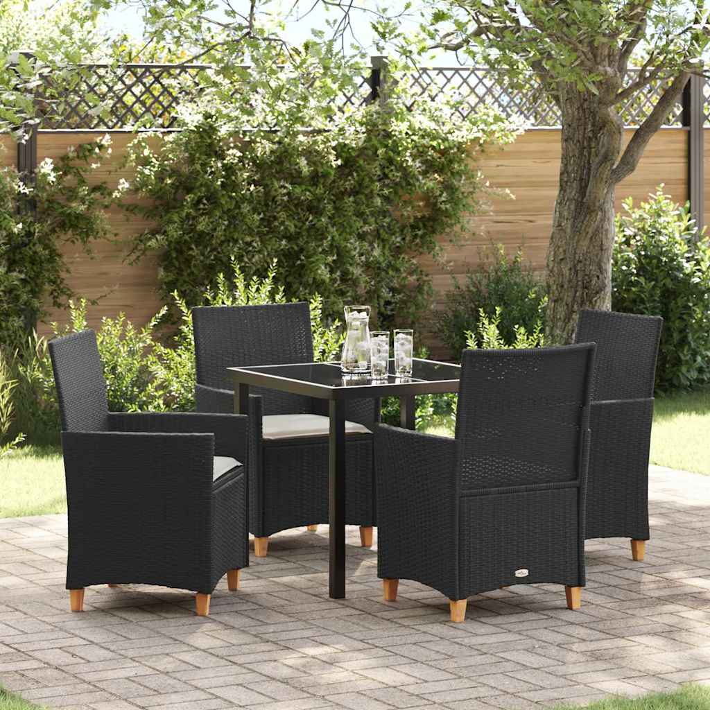 vidaXL Tuin Eettafel Set 3 pcs Zwart poly rattan