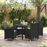 vidaXL Tuin Eettafel Set 3 pcs Zwart poly rattan