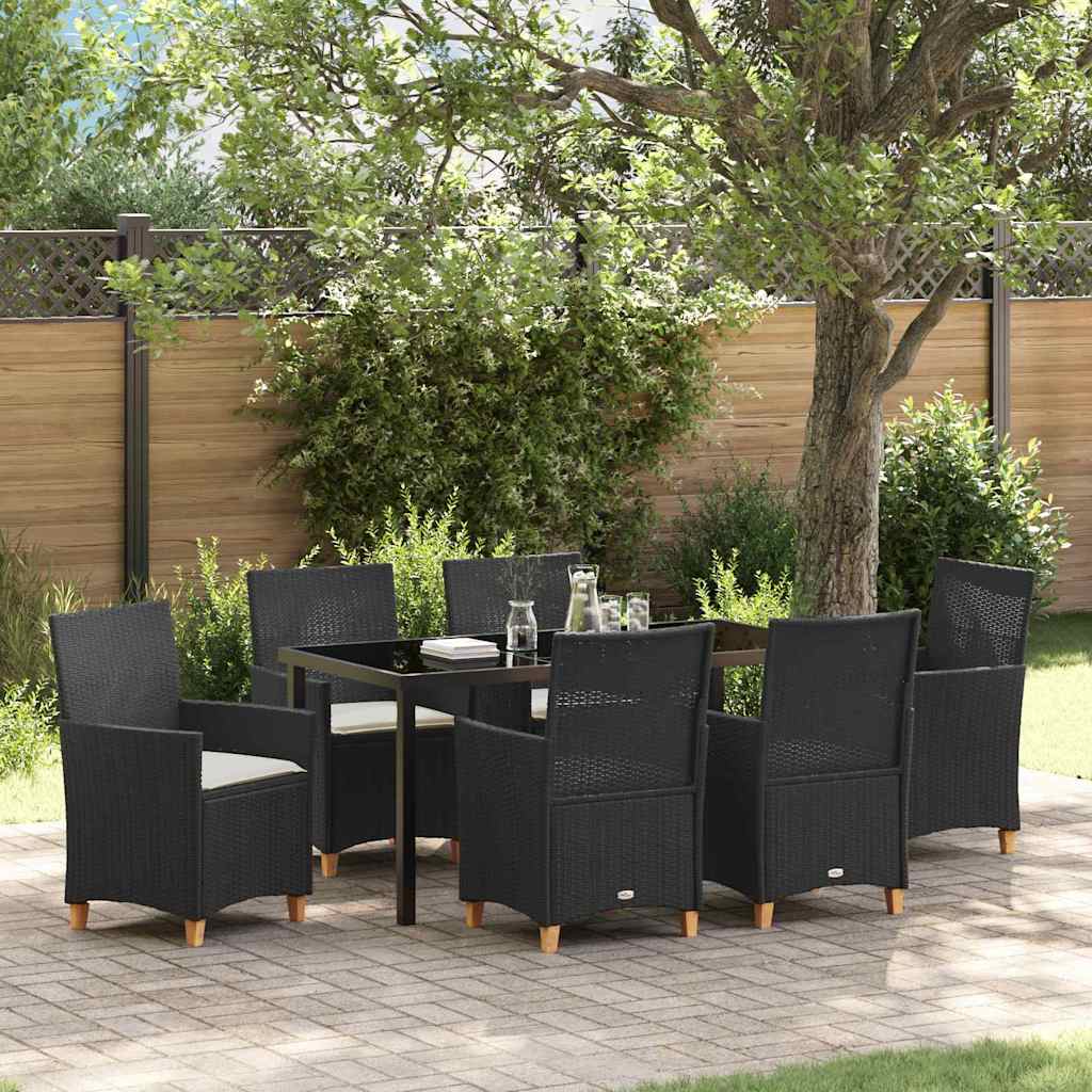 vidaXL Tuin Eettafel Set 3 pcs Zwart poly rattan