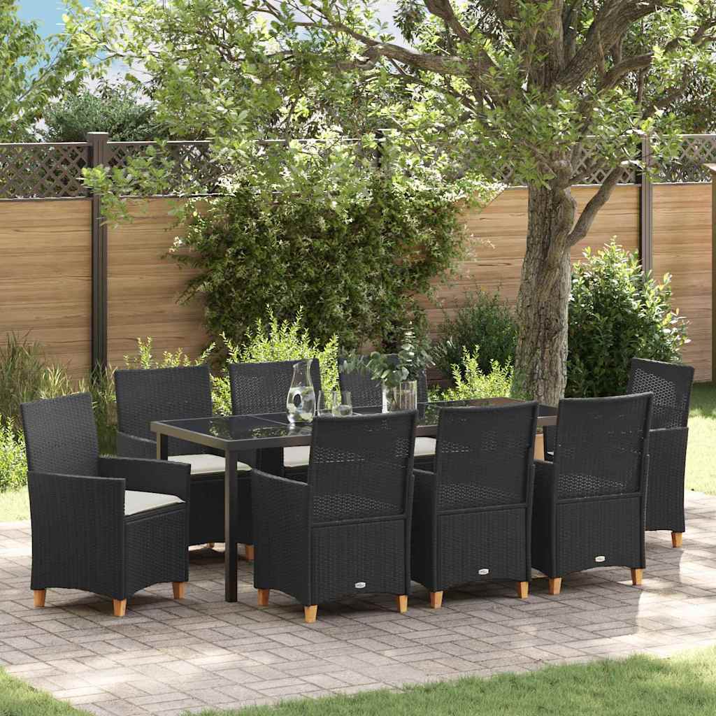 vidaXL Tuin Eettafel Set 3 pcs Zwart poly rattan