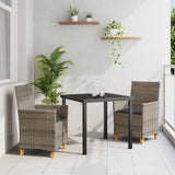 vidaXL Tuin Eettafel Set 3 pcs Zwart poly rattan
