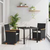 vidaXL Garden Dining Set 3 pcs Black Poly Rattan