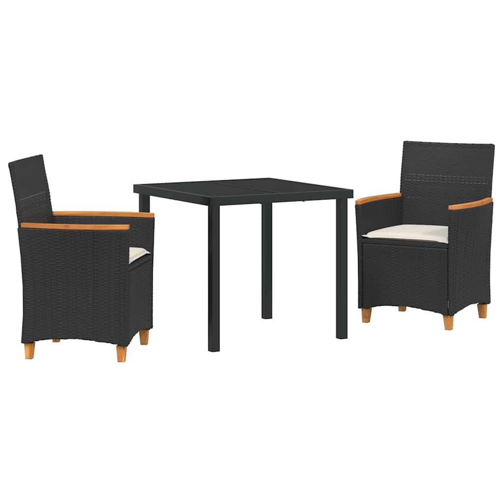 vidaXL Garden Dining Set 3 pcs Black Poly Rattan