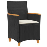 vidaXL Garden Dining Set 3 pcs Black Poly Rattan
