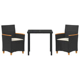 vidaXL Garden Dining Set 3 pcs Black Poly Rattan
