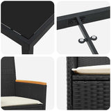 vidaXL Garden Dining Set 3 pcs Black Poly Rattan