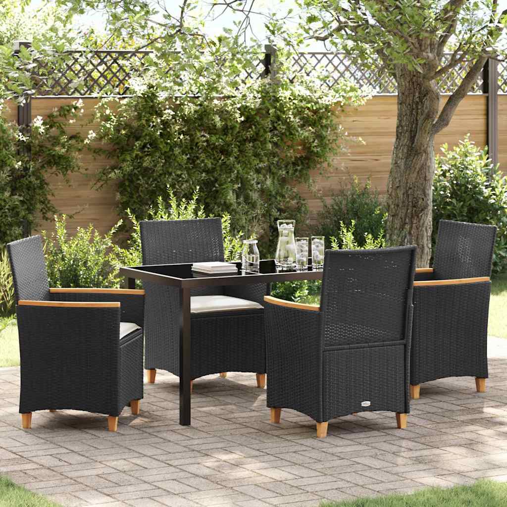 vidaXL Garden Dining Set 3 pcs Black Poly Rattan