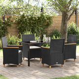 vidaXL Garden Dining Set 3 pcs Black Poly Rattan