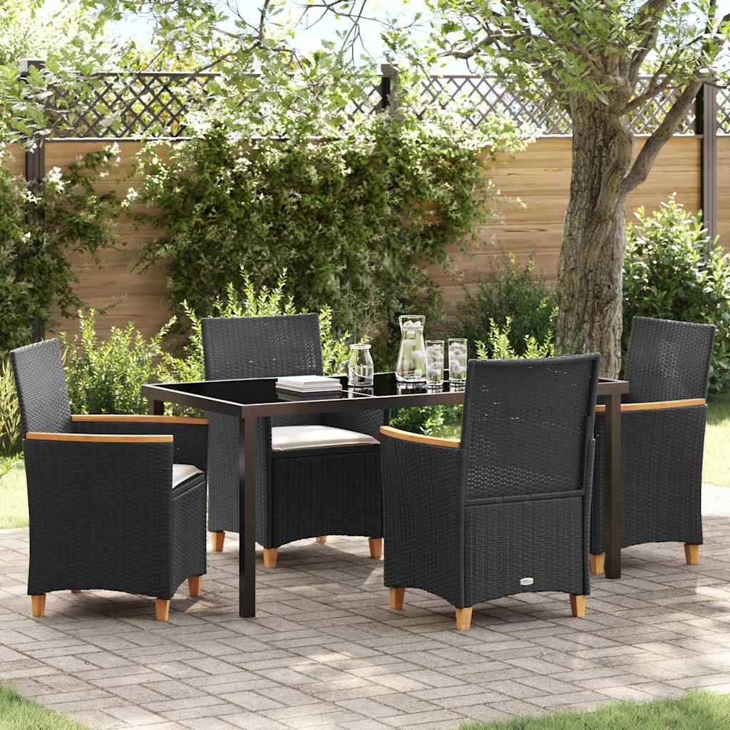 vidaXL Garden Dining Set 3 pcs Black Poly Rattan
