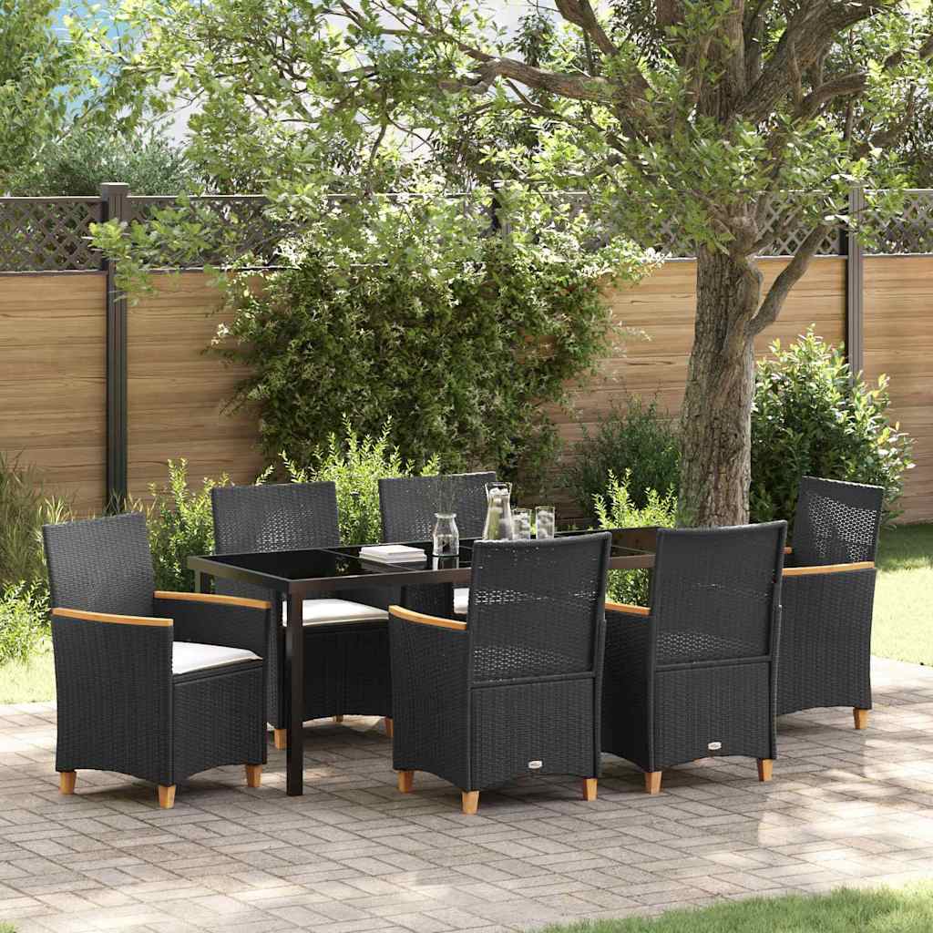 vidaXL Garden Dining Set 3 pcs Black Poly Rattan