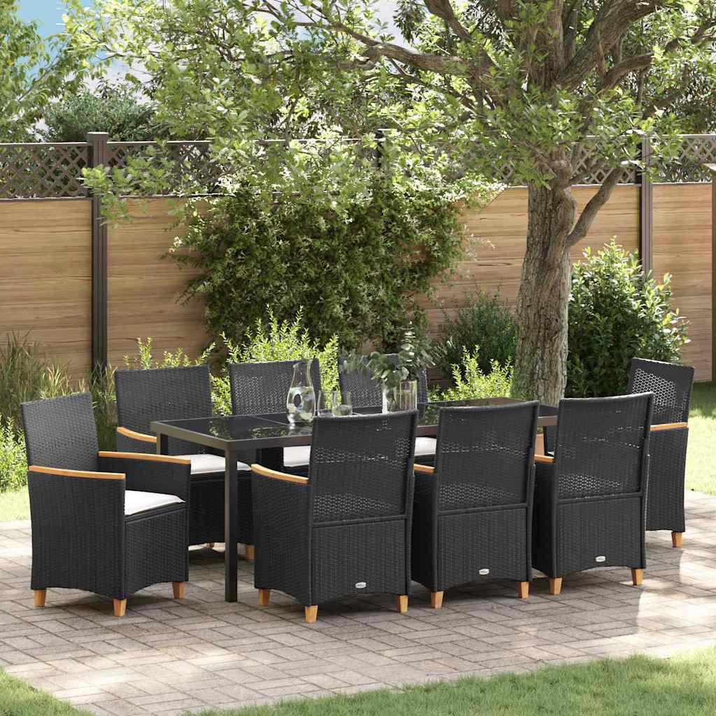vidaXL Garden Dining Set 3 pcs Black Poly Rattan