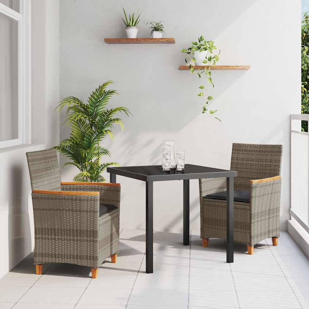 vidaXL Garden Dining Set 3 pcs Black Poly Rattan