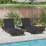 vidaXL Ligstoel 3 pcs Bruin 197 x 70 x 82 cm poly rattan