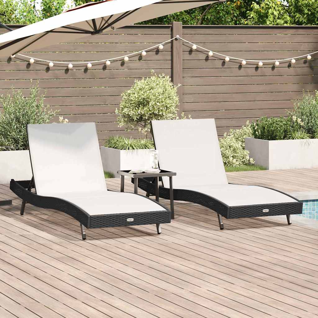 vidaXL Ligstoel 3 pcs Bruin 197 x 70 x 82 cm poly rattan