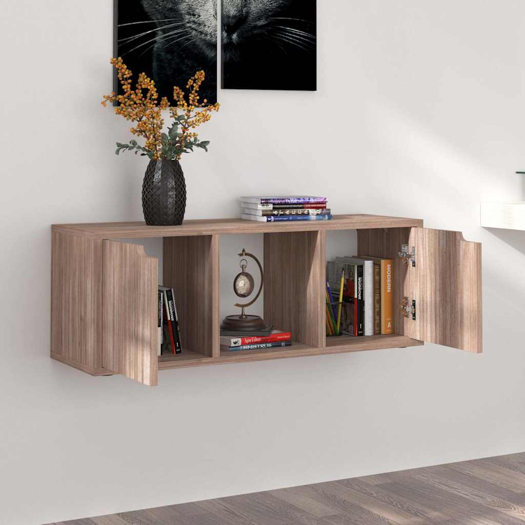 vidaXL Tv-meubel 88,5x27,5x30,5 cm bewerkt hout betongrijs