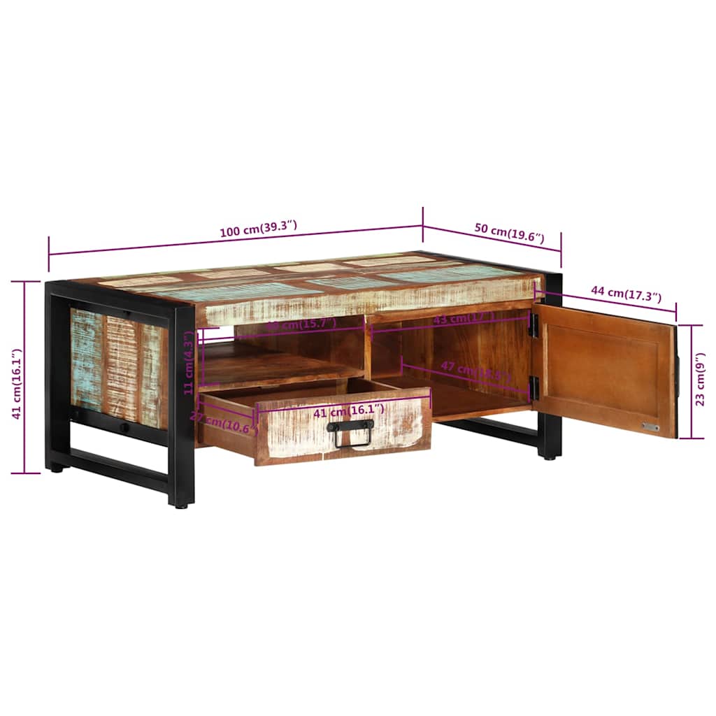 vidaXL Salontafel 100x50x40 cm ruw mangohout