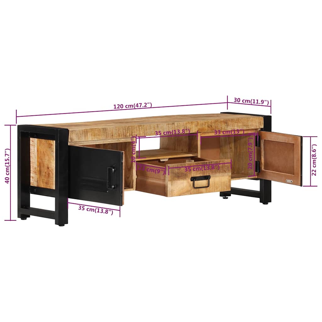 vidaXL Tv-meubel 120x30x40 cm massief mangohout