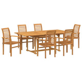 vidaXL Garden Dining Set 7 pcs Brown Solid Teak