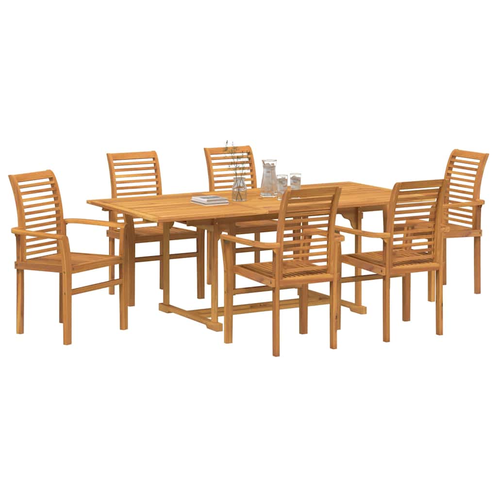 vidaXL Garden Dining Set 7 pcs Brown Solid Teak