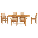 vidaXL Garden Dining Set 7 pcs Brown Solid Teak