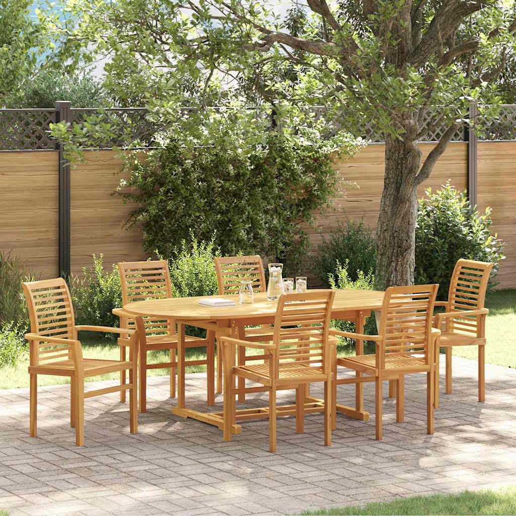 vidaXL Garden Dining Set 7 pcs Brown Solid Teak