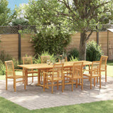 vidaXL Tuin Eettafel Set 9 pcs Bruin Massief Teakhout